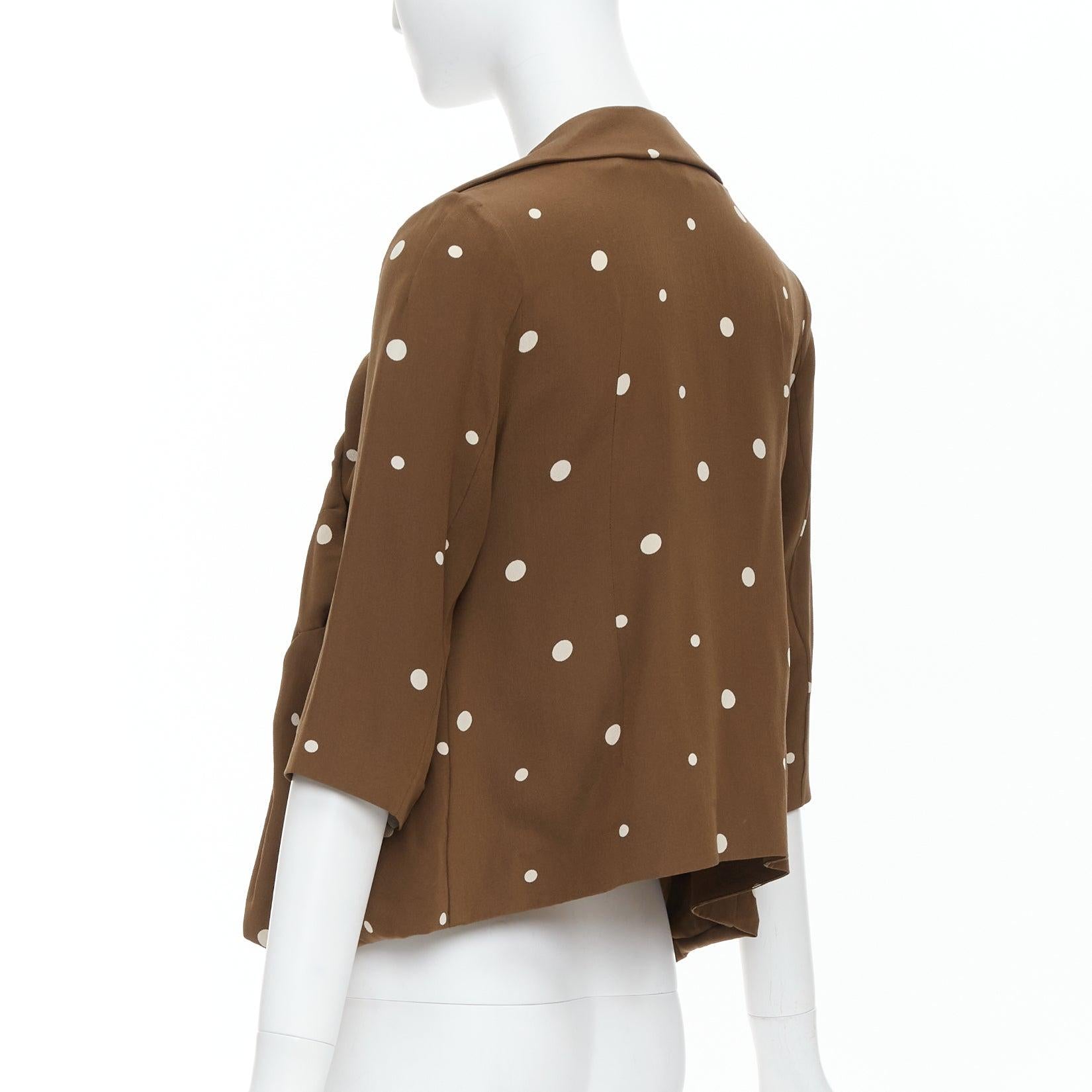 MARNI  100% silk brown grey polka dot print relaxed blazer IT36 XXS For Sale 1