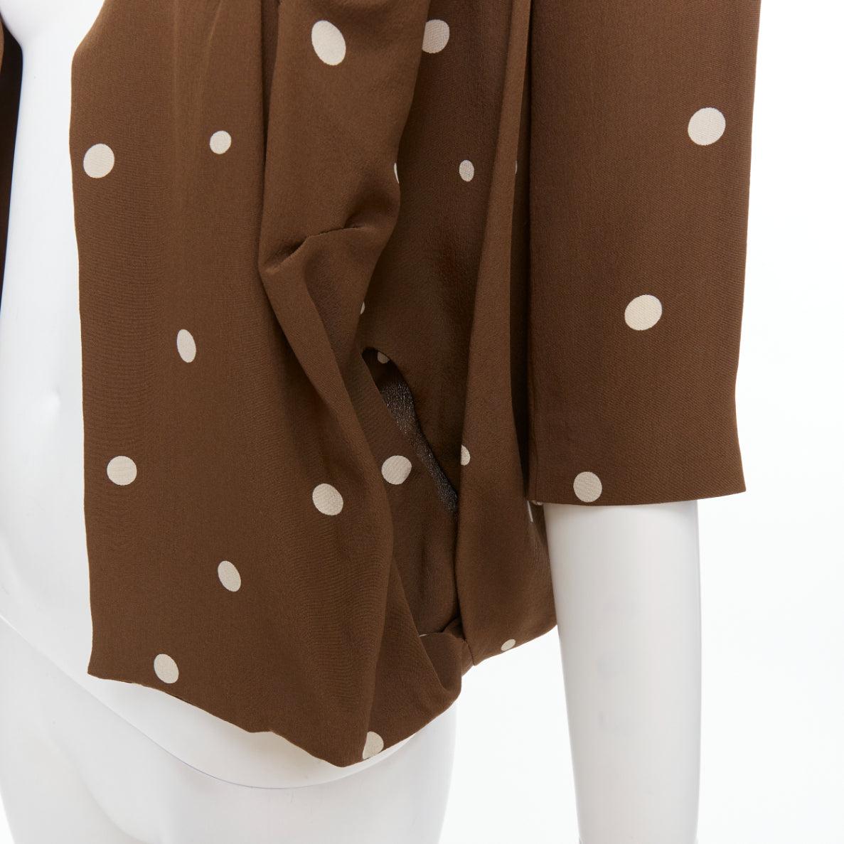 MARNI  100% silk brown grey polka dot print relaxed blazer IT36 XXS For Sale 2