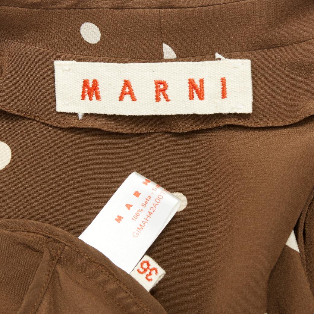 MARNI  100% silk brown grey polka dot print relaxed blazer IT36 XXS For Sale 3
