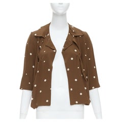 MARNI  100% silk brown grey polka dot print relaxed blazer IT36 XXS