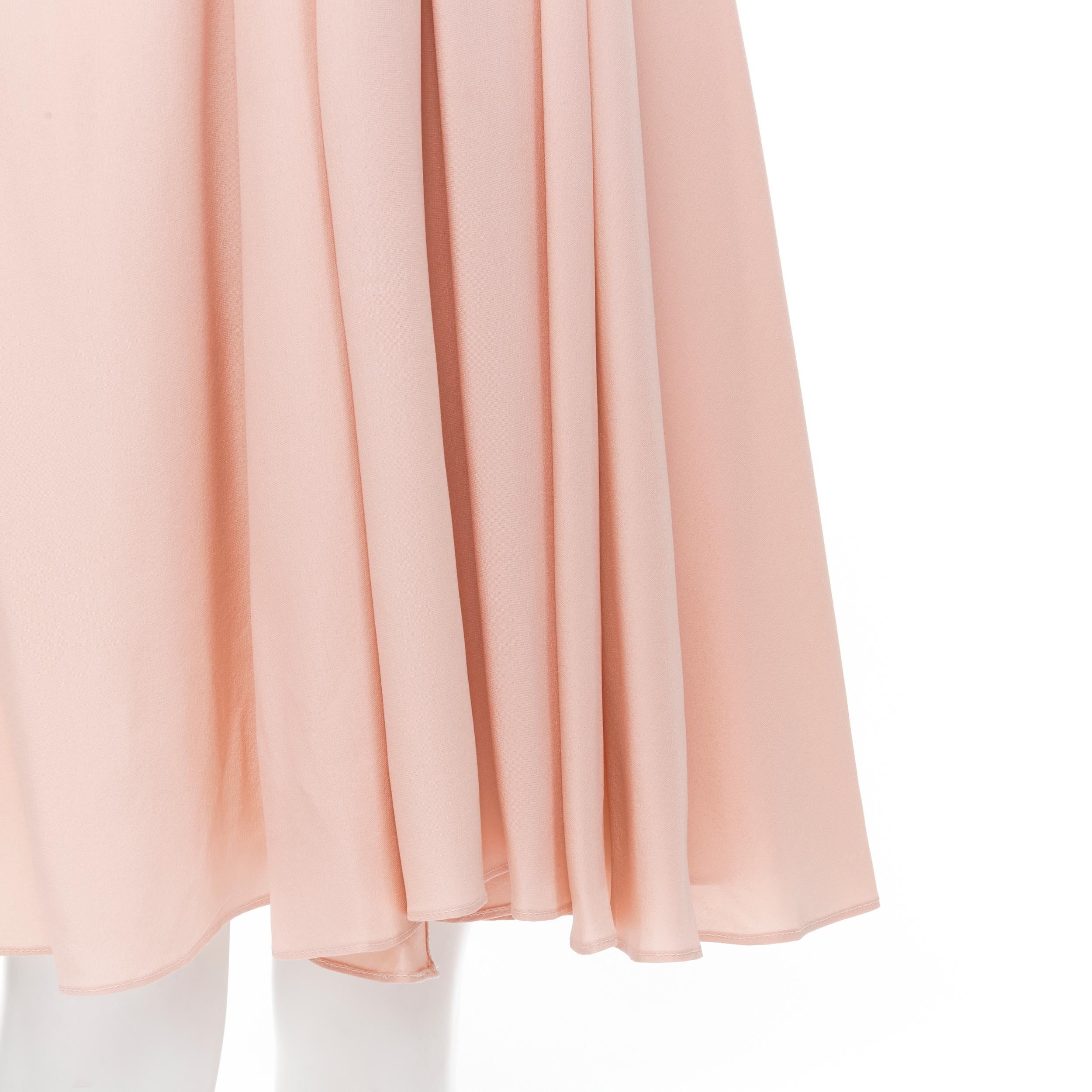 MARNI 100% silk light pink gathered asymmetric draped short sleeve dress IT38 XS For Sale 2