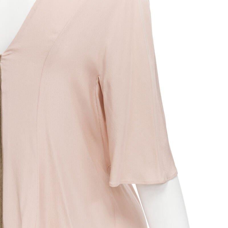 MARNI 100% silk light pink gathered asymmetric draped short sleeve dress IT38 XS For Sale 3