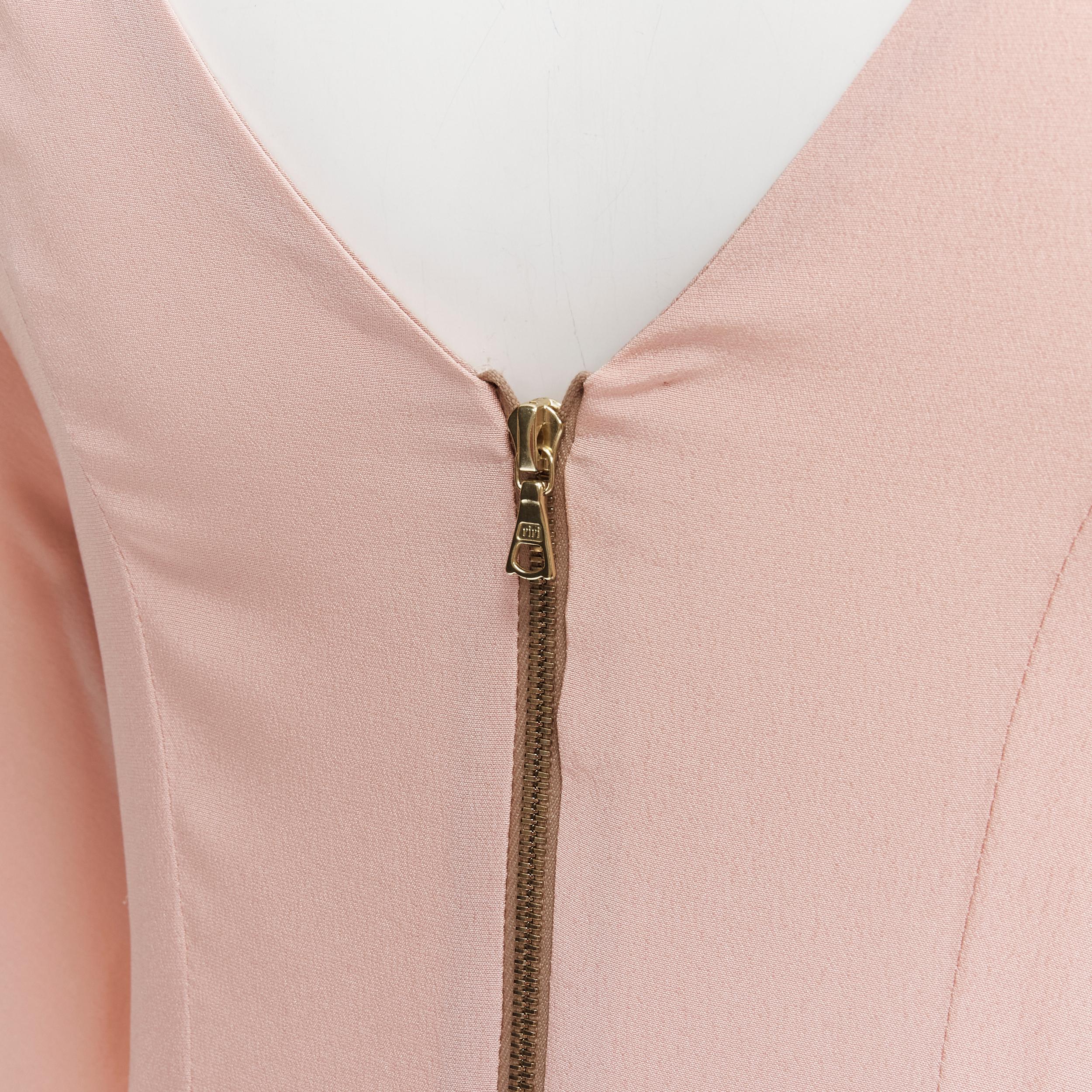 MARNI 100% silk light pink gathered asymmetric draped short sleeve dress IT38 XS For Sale 1