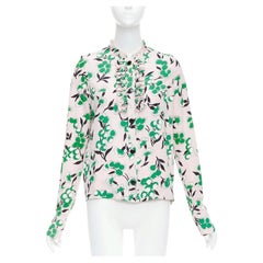 MARNI 100% silk pink green  floral print ruffle front blouse top IT40 S