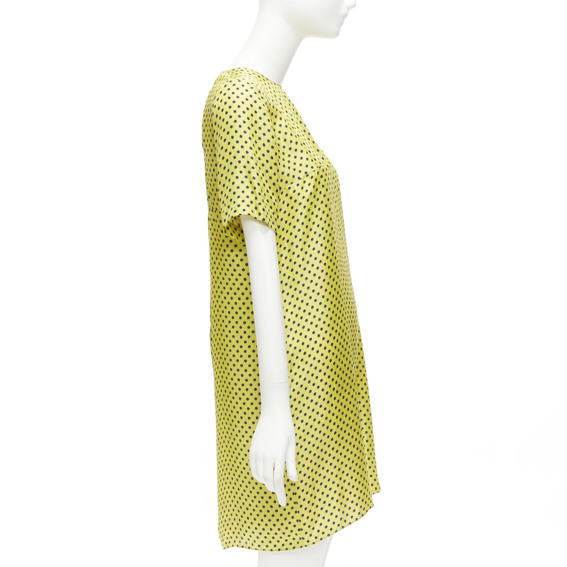 MARNI 100% silk yellow black polka dot asymmetric panels dress IT42 M In Excellent Condition For Sale In Hong Kong, NT