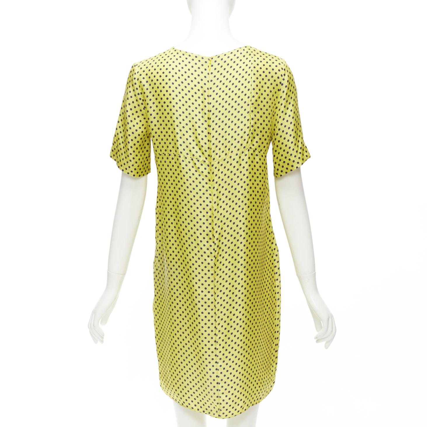 Women's MARNI 100% silk yellow black polka dot asymmetric panels dress IT42 M For Sale