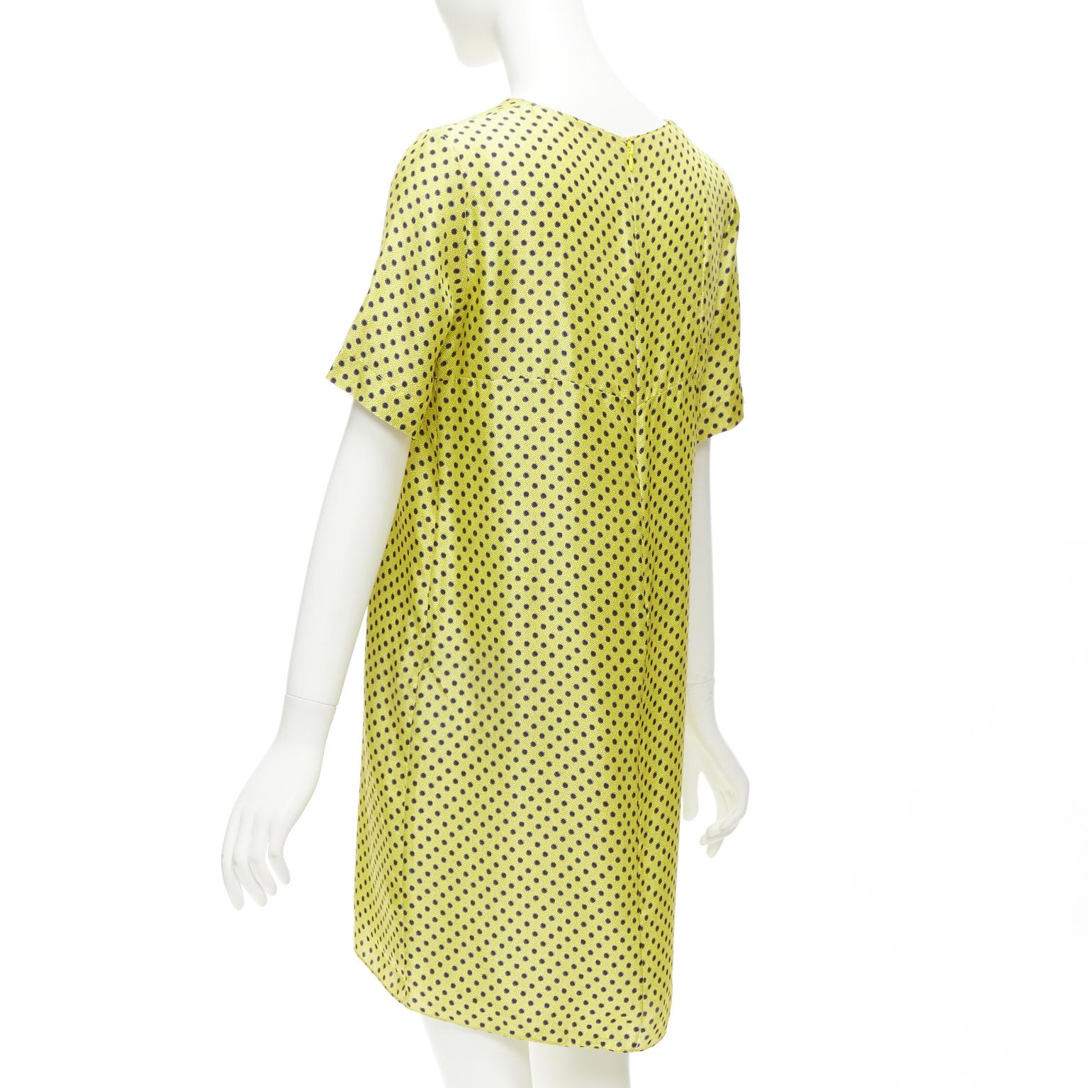 MARNI 100% silk yellow black polka dot asymmetric panels dress IT42 M For Sale 1
