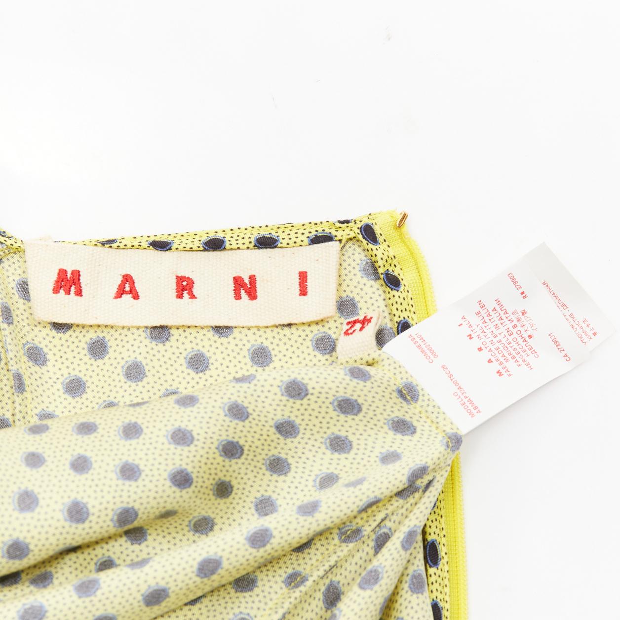 MARNI 100% silk yellow black polka dot asymmetric panels dress IT42 M For Sale 3