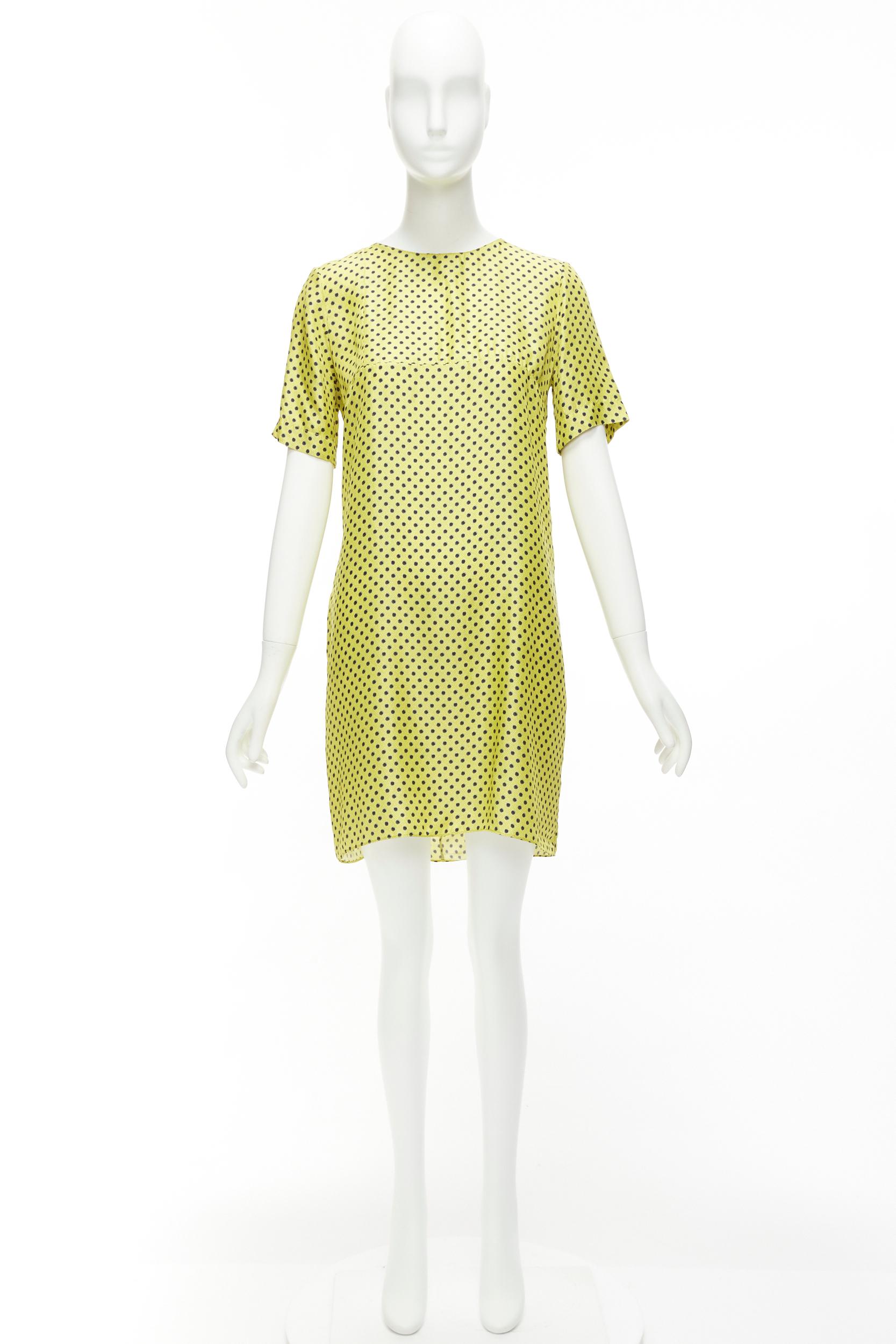 MARNI 100% silk yellow black polka dot asymmetric panels dress IT42 M For Sale 5