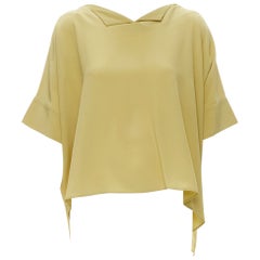 MARNI 100% silk yellow spread collar bonded short sleeve blouse IT40 S