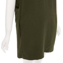MARNI 100% virgin wool olive silk lined V neck boxy mini dress IT40 S
