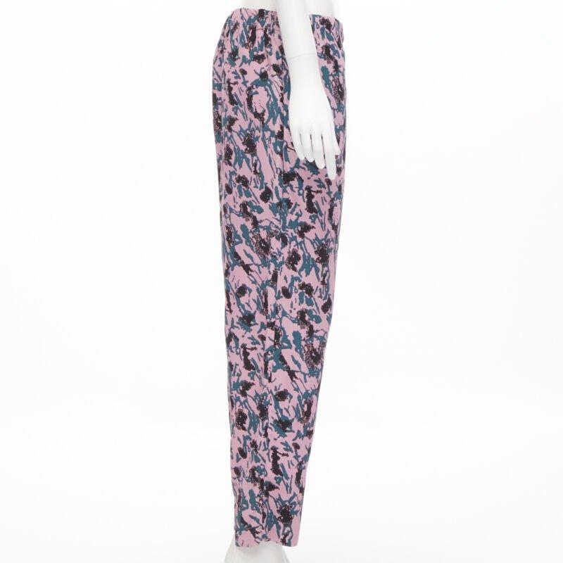 MARNI 100% viscose rose bleu imprimé abstrait pantalon droit IT42 S Excellent état - En vente à Hong Kong, NT