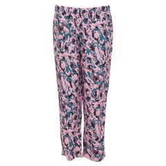 Used MARNI 100% viscose pink blue abstract print straight leg pants IT42 S