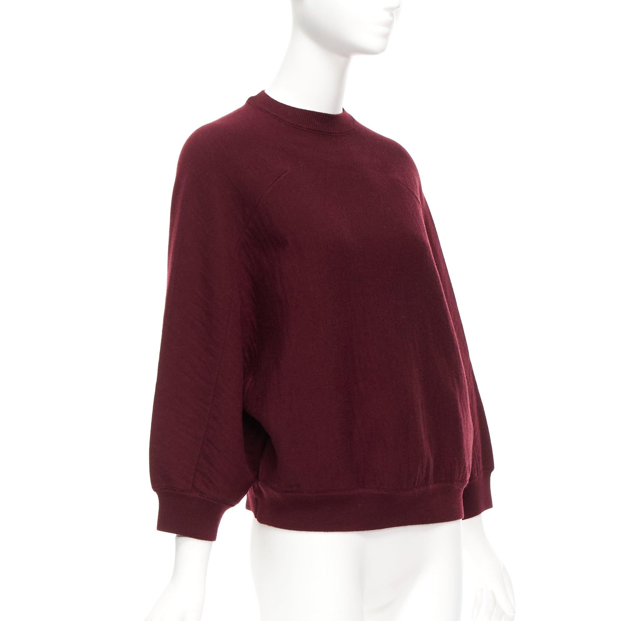 MARNI 100% wool burgundy crop back batwing boxy sweater IT38 S
Reference: CELG/A00342
Brand: Marni
Material: Virgin Wool
Color: Burgundy
Pattern: Solid
Closure: Slip On
Extra Details: Cropped at backside.
Made in: Spain

CONDITION:
Condition: