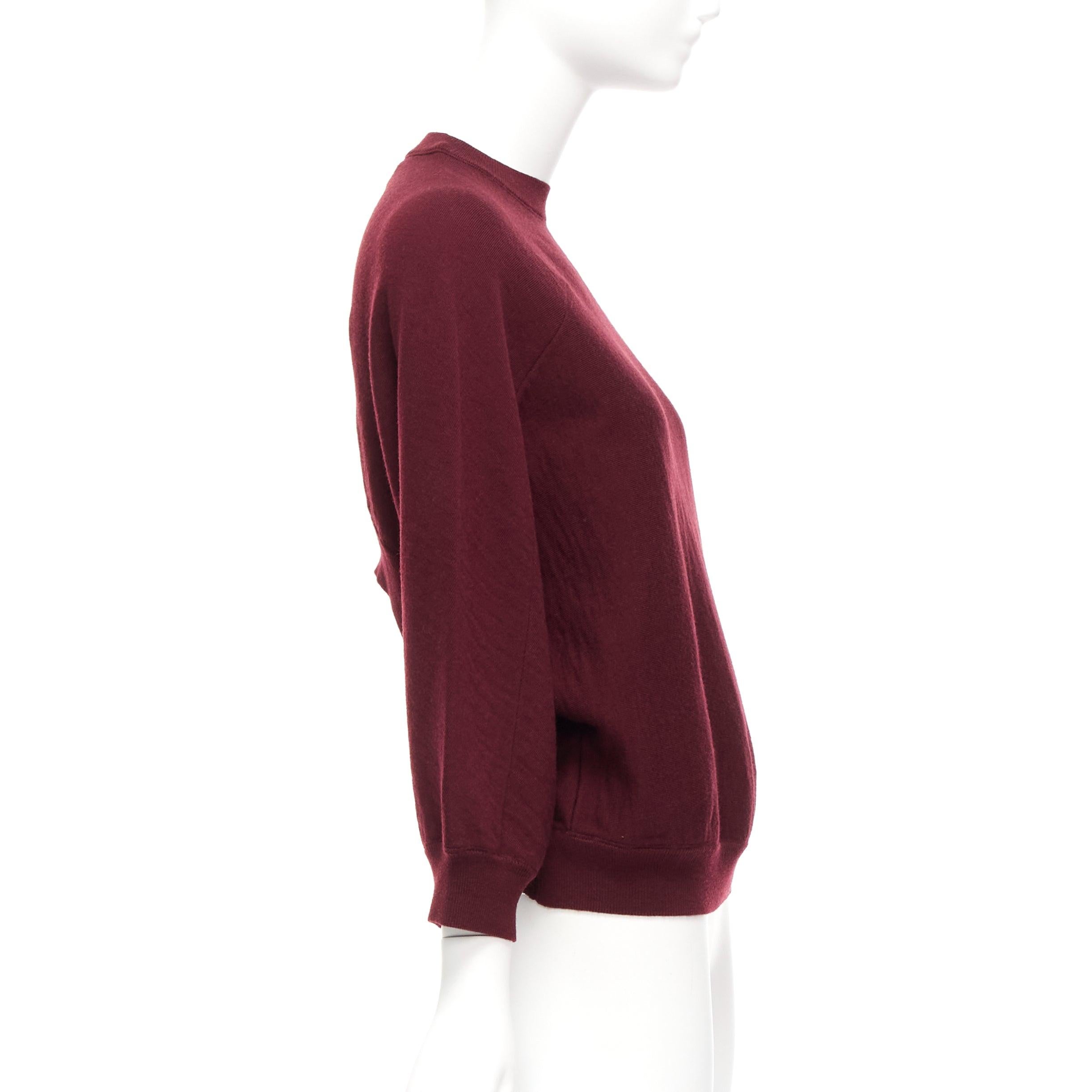 Black MARNI 100% wool burgundy crop back batwing boxy sweater IT38 S For Sale