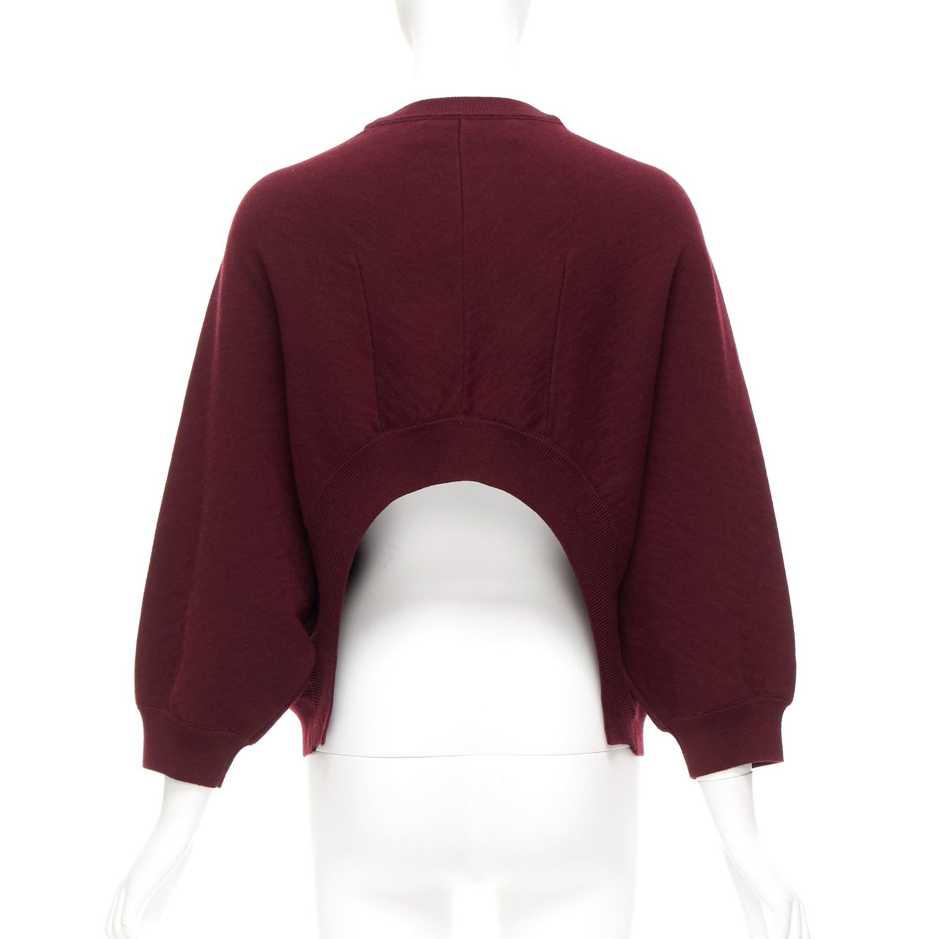 MARNI 100% wool burgundy crop back batwing boxy sweater IT38 S In Excellent Condition For Sale In Hong Kong, NT
