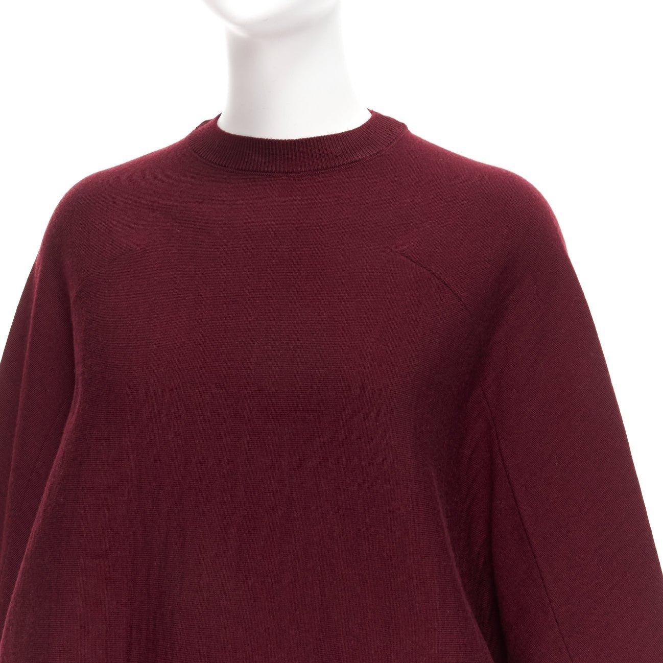 MARNI 100% wool burgundy crop back batwing boxy sweater IT38 S For Sale 1
