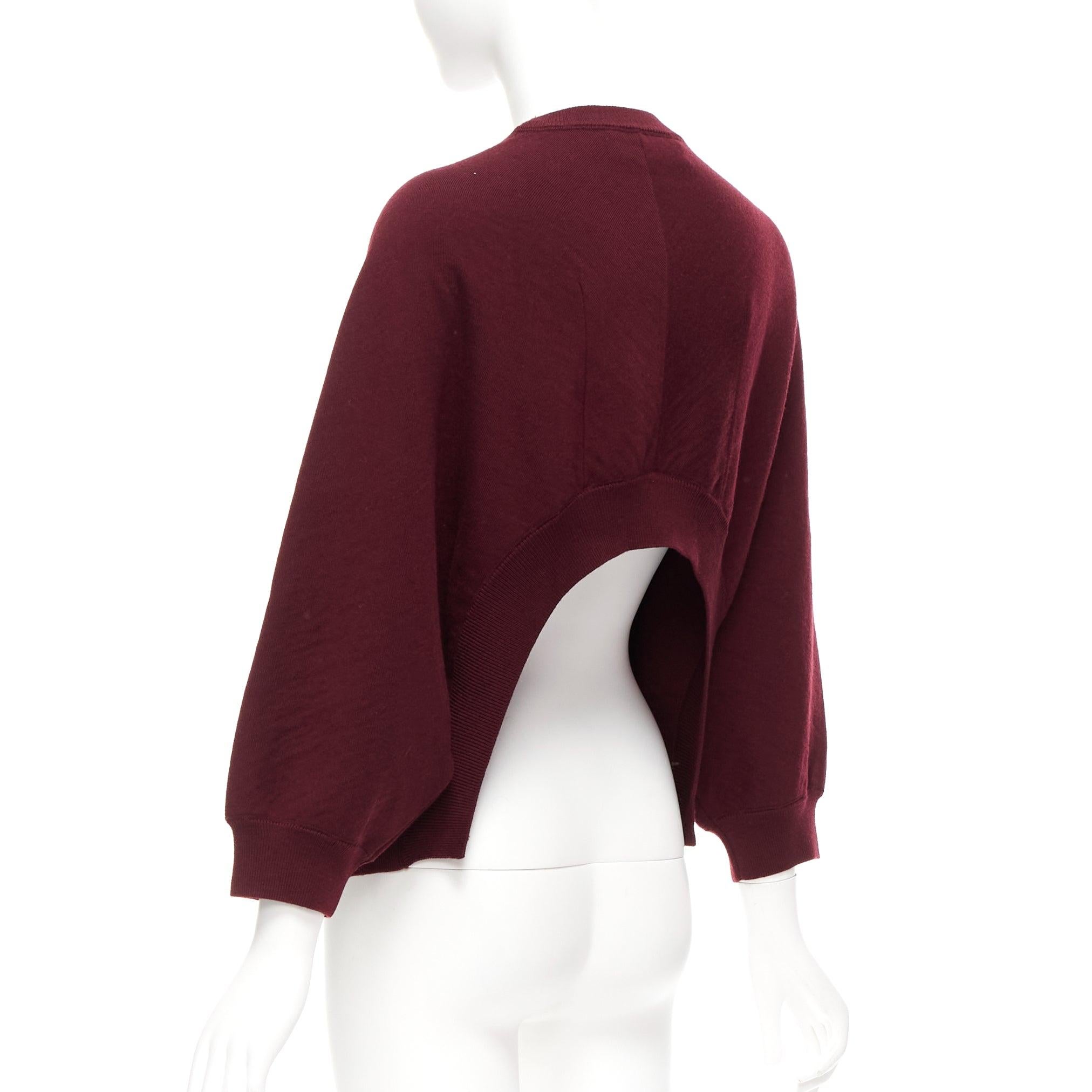 MARNI 100% wool burgundy crop back batwing boxy sweater IT38 S For Sale 1