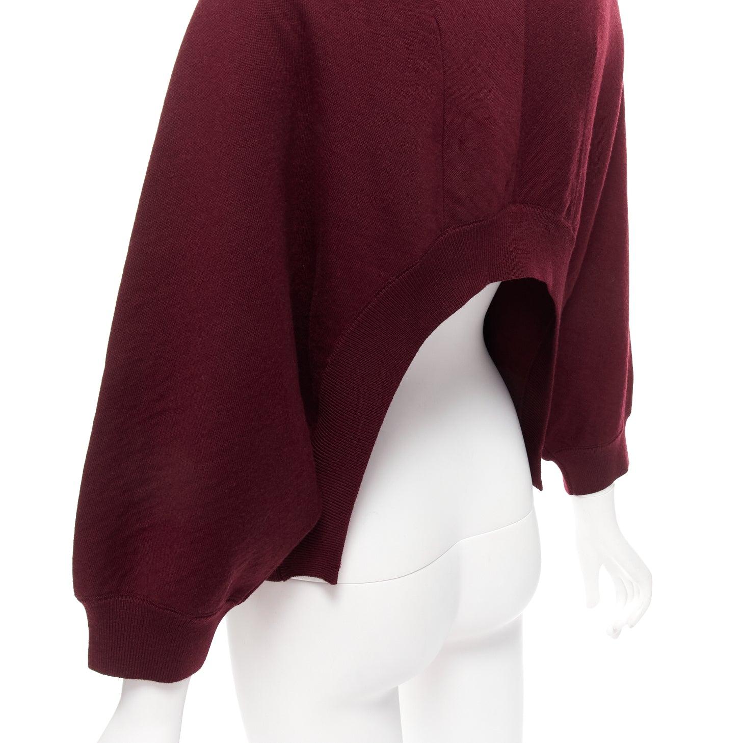 MARNI 100% Wolle burgunderrot crop back batwing boxy sweater IT38 S im Angebot 2