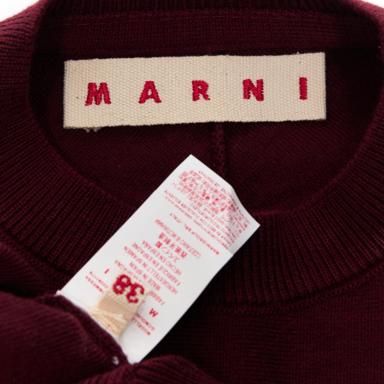 MARNI 100% wool burgundy crop back batwing boxy sweater IT38 S For Sale 3