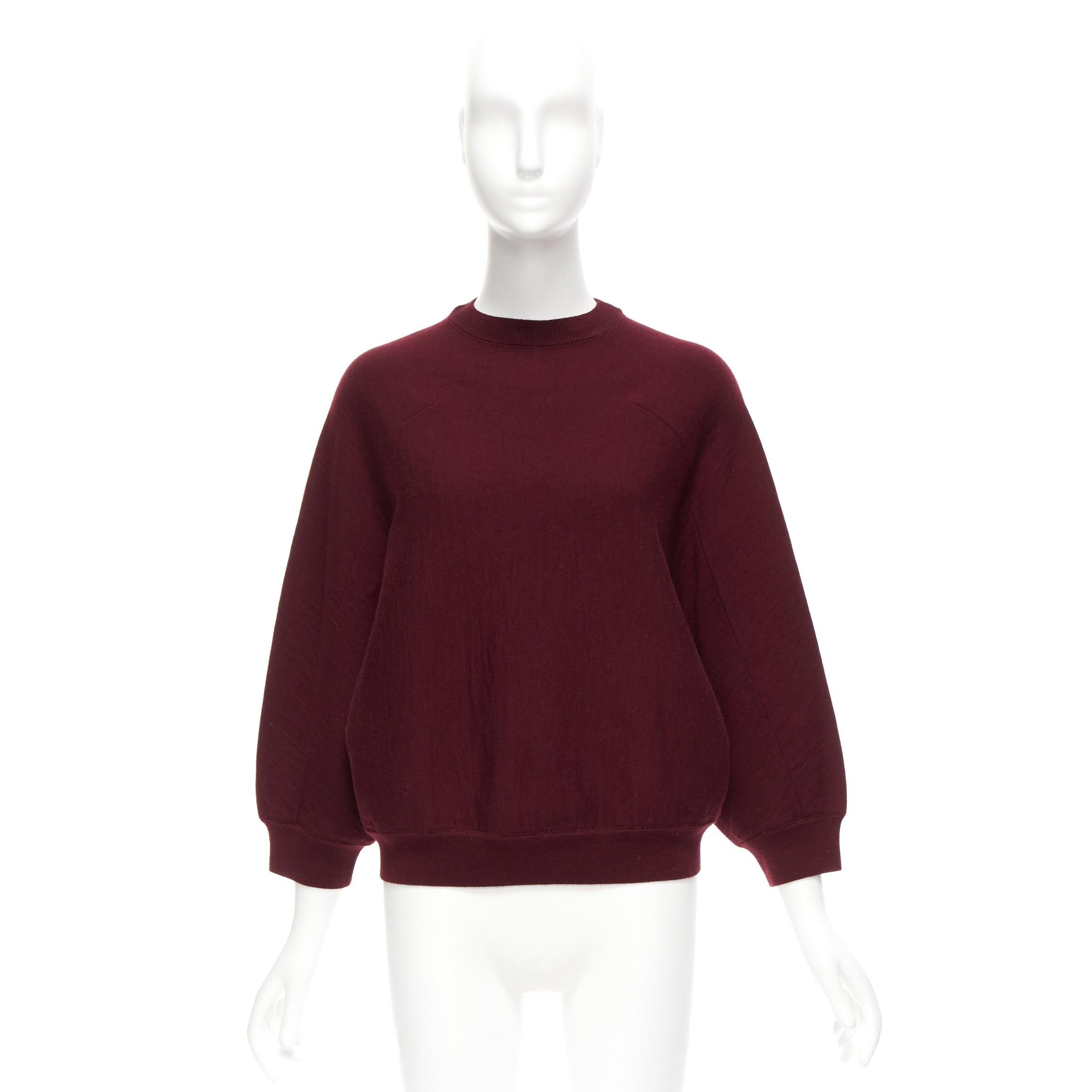 MARNI 100% wool burgundy crop back batwing boxy sweater IT38 S For Sale 4