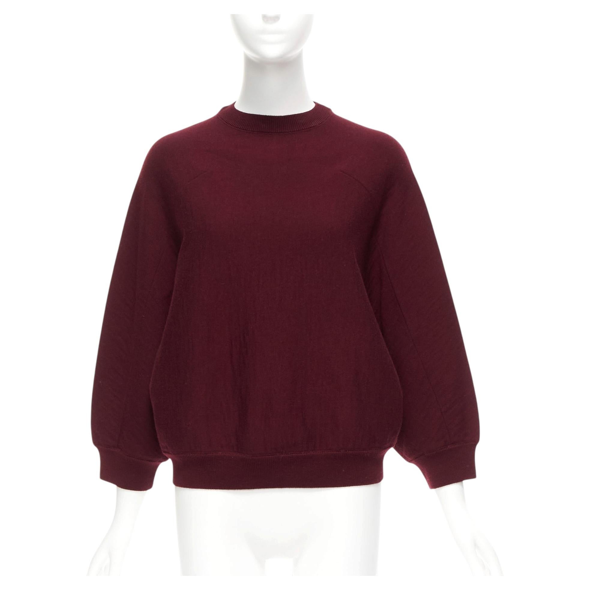 MARNI 100% wool burgundy crop back batwing boxy sweater IT38 S
