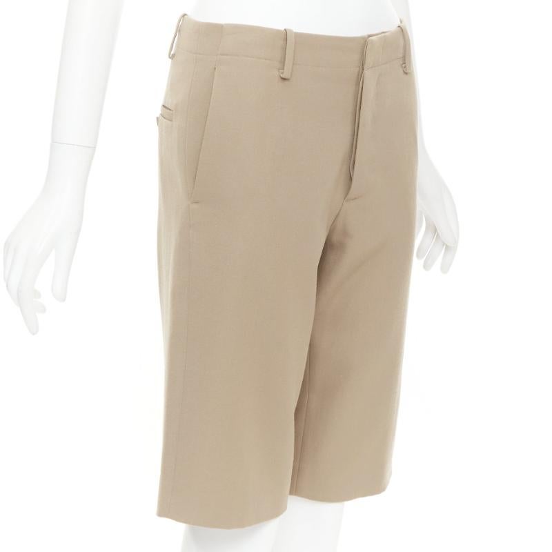 Beige MARNI 100% wool concealed waistband knee length shorts IT38 XS For Sale