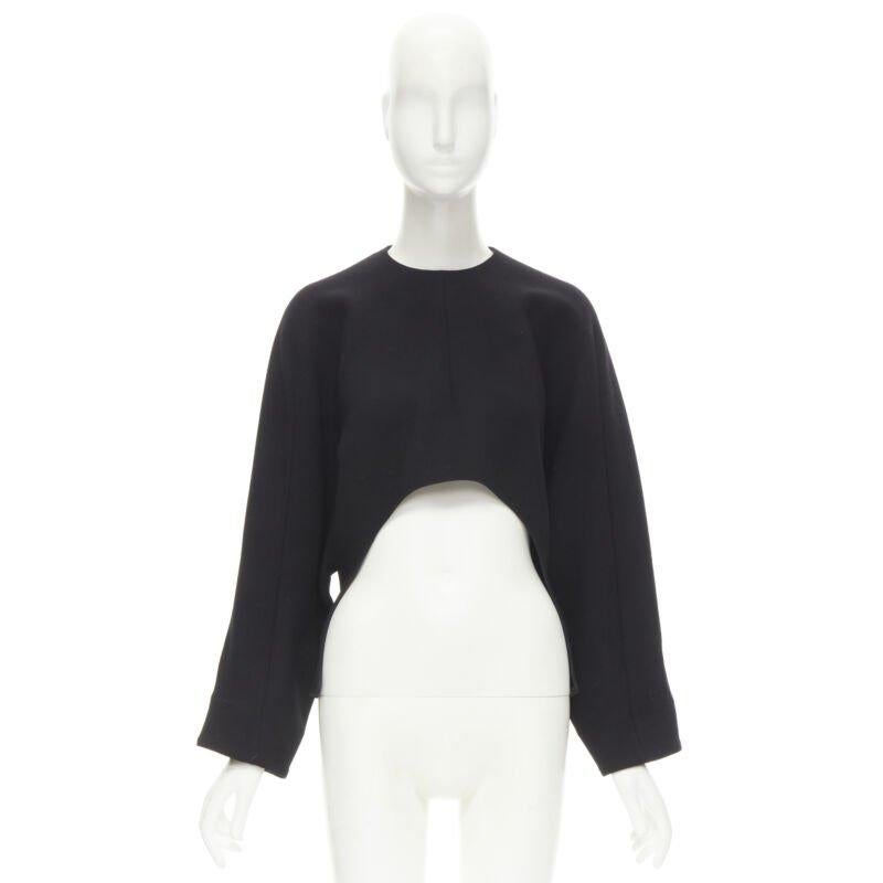 MARNI 100% schwarzes Kleid aus Wollkrepp mit geschwungenem Saum in Kokon IT38 XS im Angebot 5