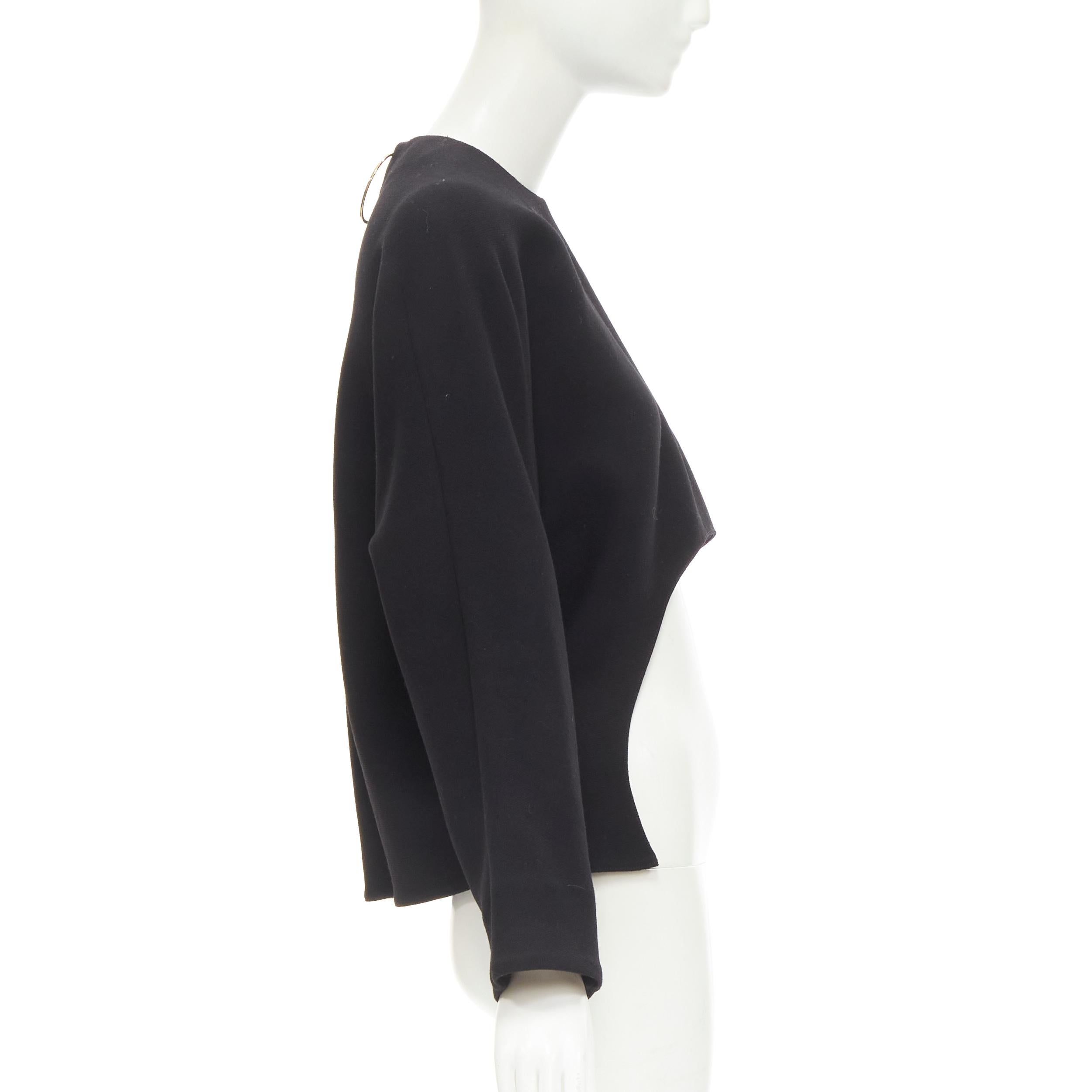 MARNI 100% wool crepe black curved hem boxy cocoon top IT38 XS In Excellent Condition For Sale In Hong Kong, NT