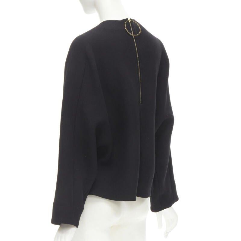MARNI 100% schwarzes Kleid aus Wollkrepp mit geschwungenem Saum in Kokon IT38 XS im Angebot 1