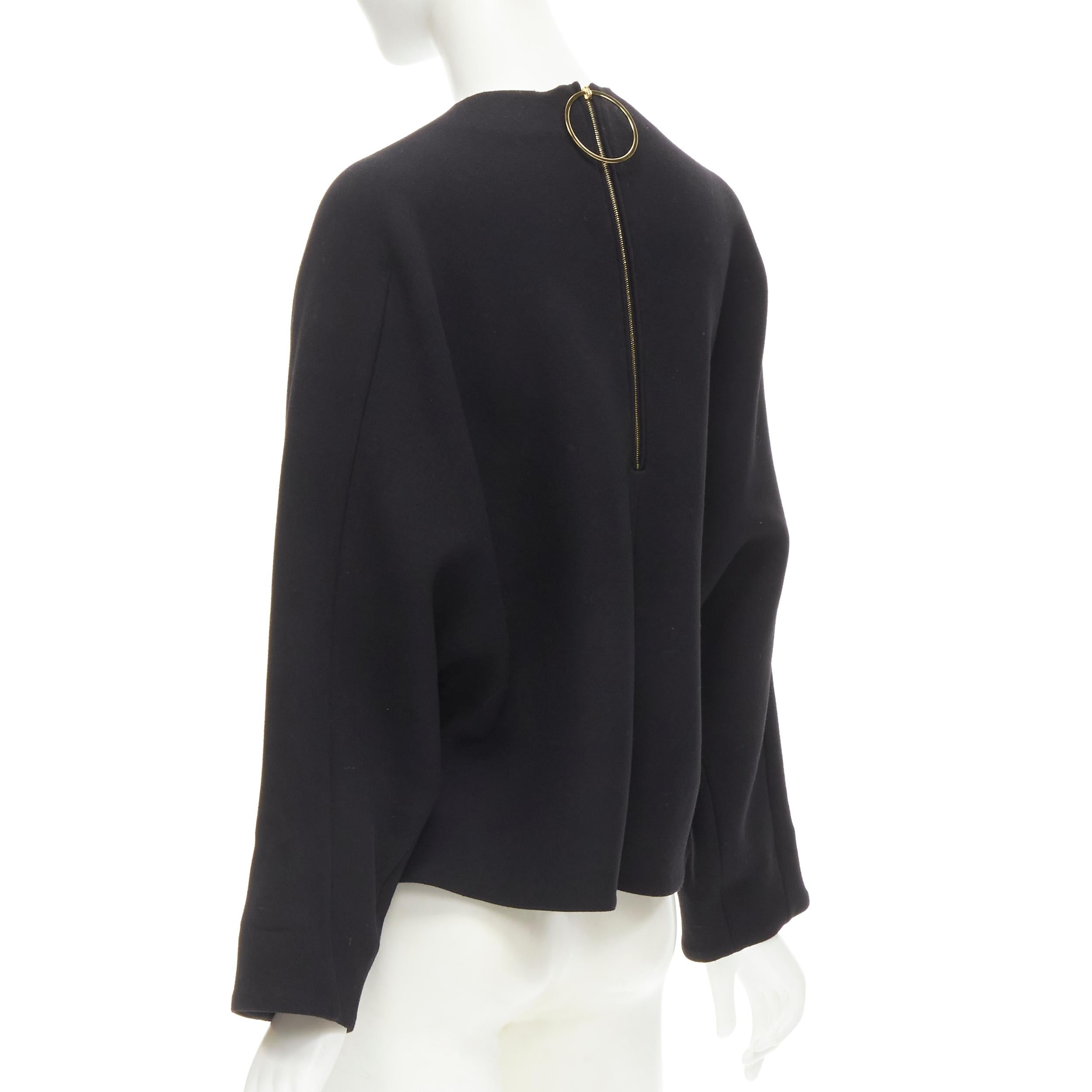MARNI 100% wool crepe black curved hem boxy cocoon top IT38 XS For Sale 1