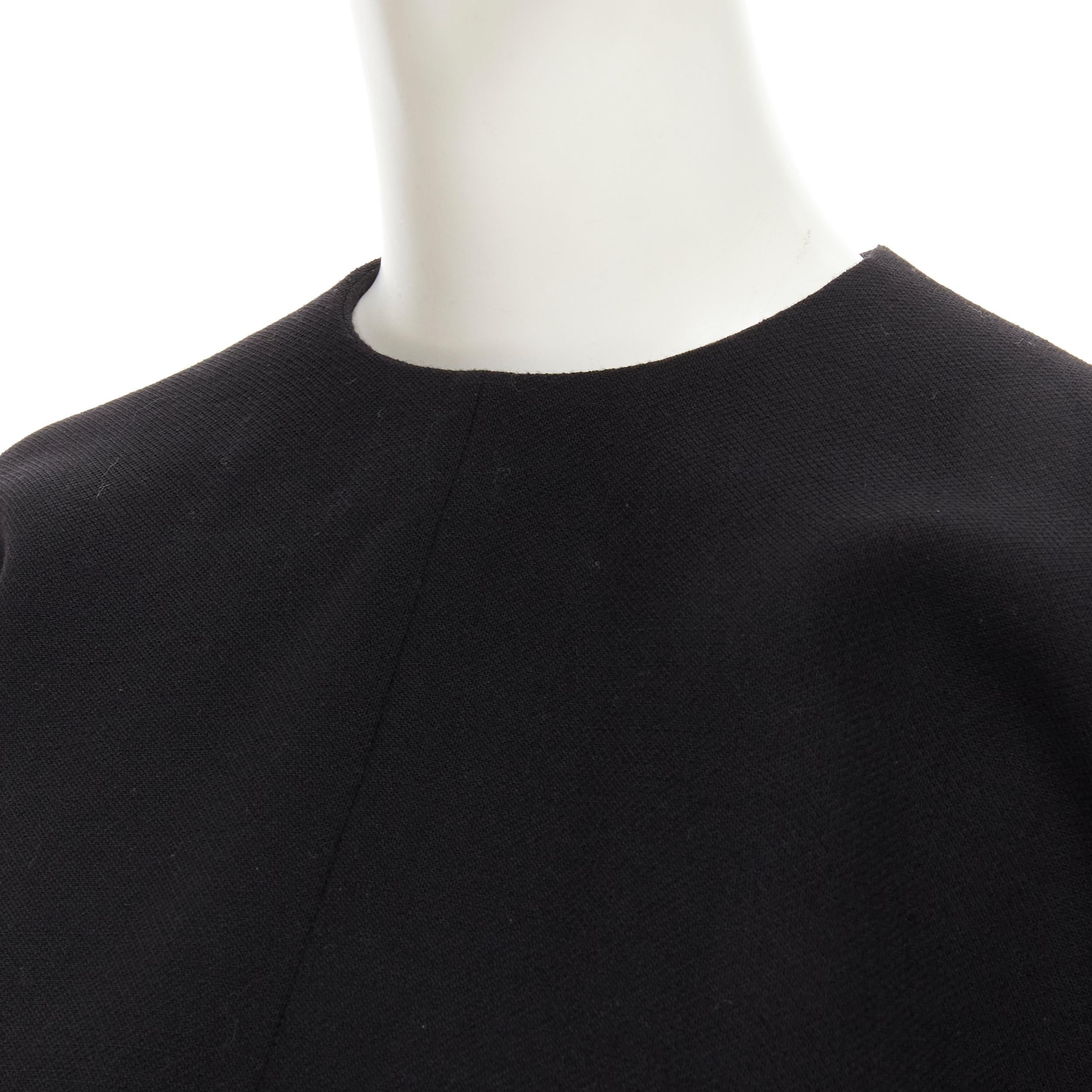 MARNI 100% wool crepe black curved hem boxy cocoon top IT38 XS For Sale 2