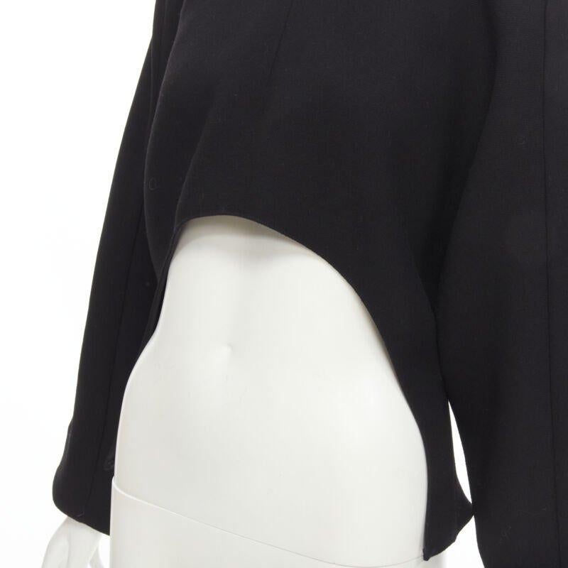 MARNI 100% schwarzes Kleid aus Wollkrepp mit geschwungenem Saum in Kokon IT38 XS im Angebot 3