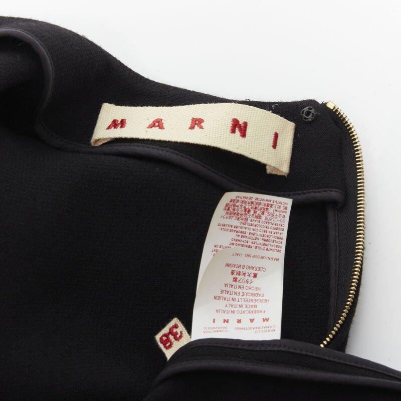 MARNI 100% schwarzes Kleid aus Wollkrepp mit geschwungenem Saum in Kokon IT38 XS im Angebot 4