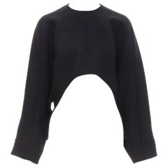 MARNI 100% wool crepe black curved hem boxy cocoon top IT38 XS