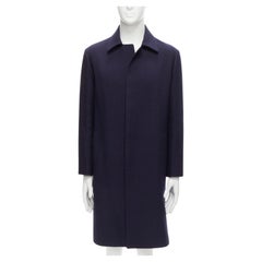 MARNI 100% Wolle marineblauer, minimalistischer, unsichtbarer Langarm-Mantel mit Knopfleiste IT48 M