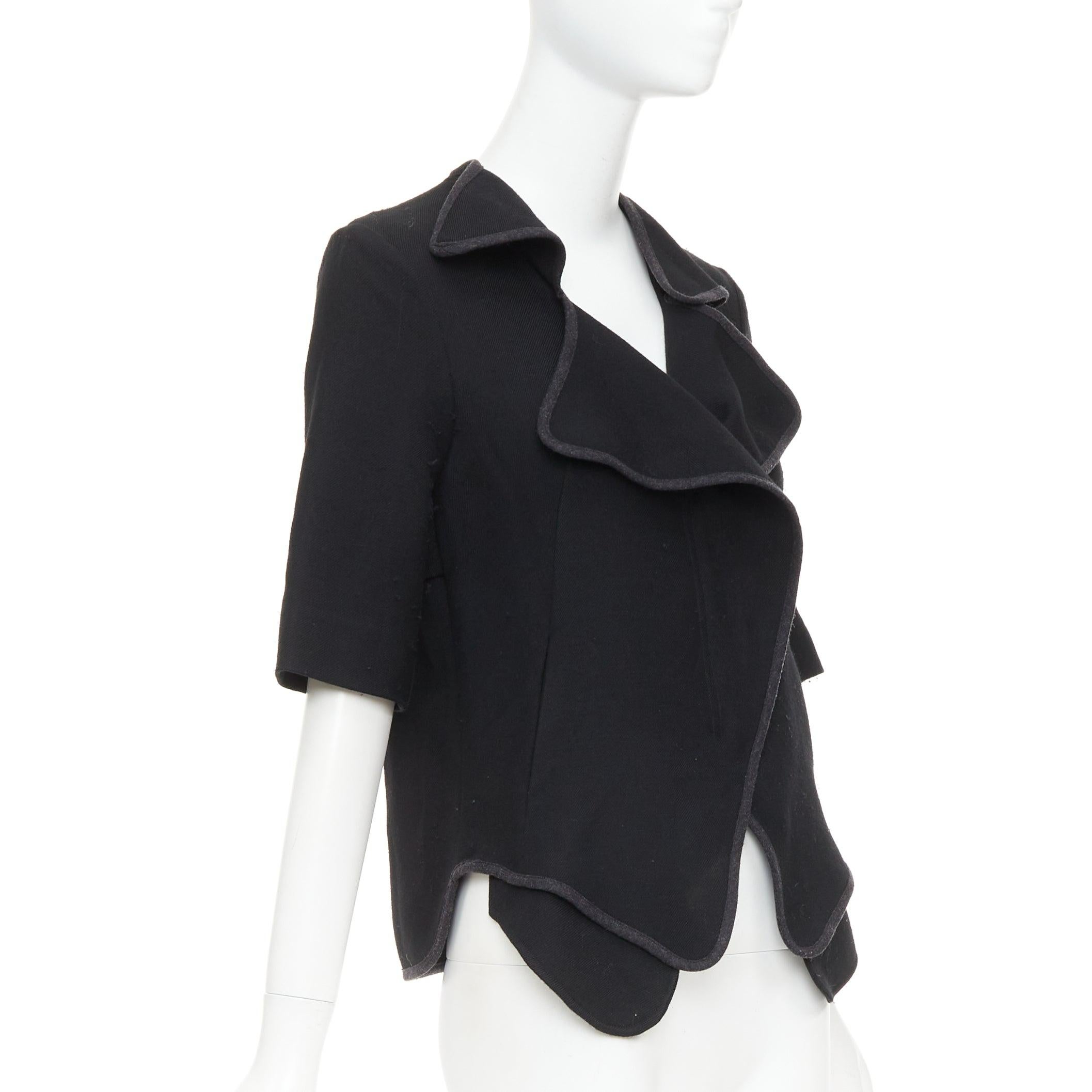 MARNI 2010 black 100% virgin wool twill trimmed collar fitted jacket IT38 XS In condizioni discrete in vendita a Hong Kong, NT