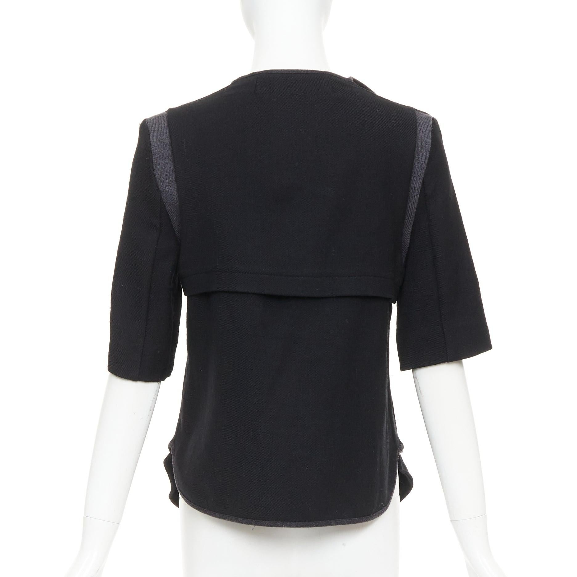 MARNI 2010 black 100% virgin wool twill trimmed collar fitted jacket IT38 XS in vendita 1