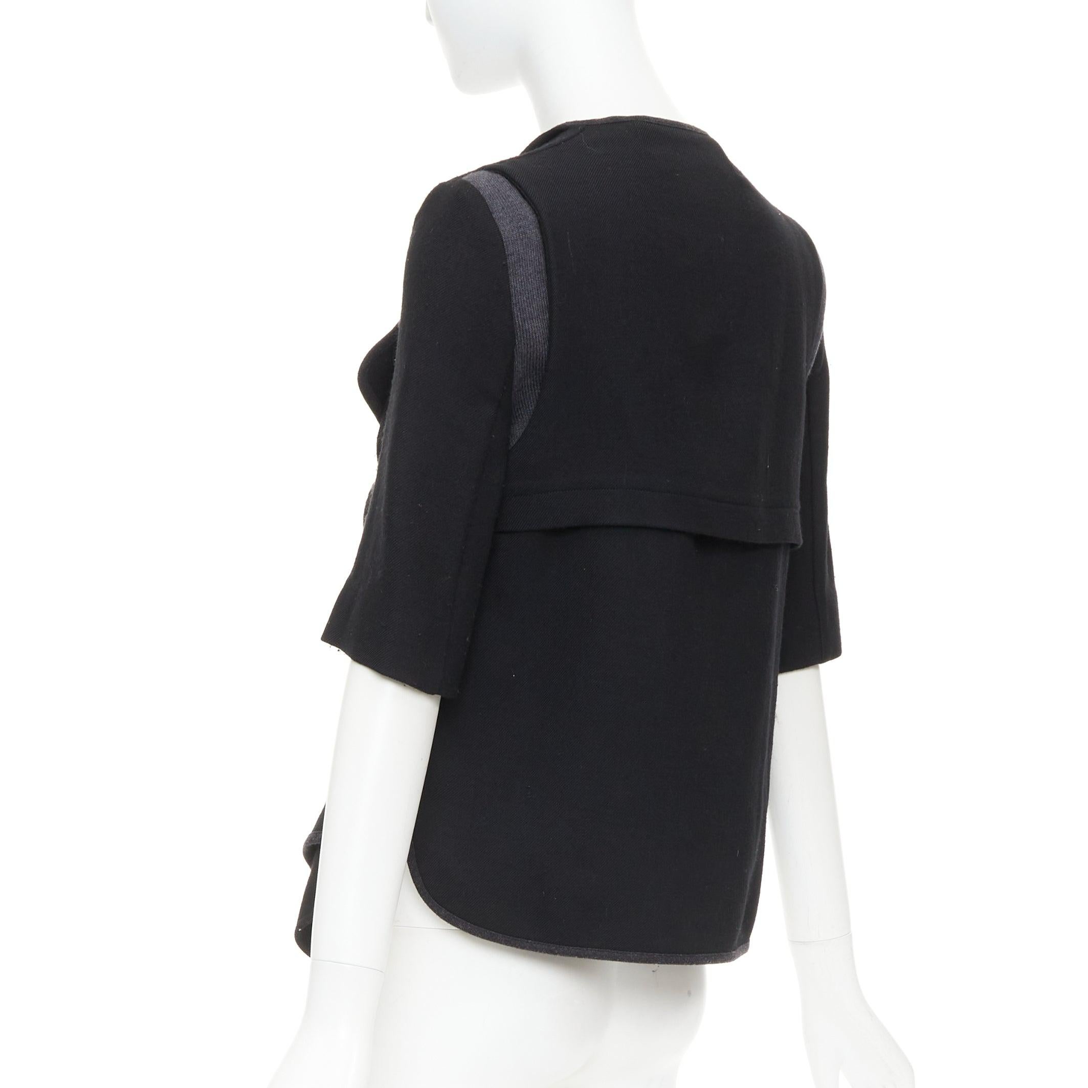 MARNI 2010 black 100% virgin wool twill trimmed collar fitted jacket IT38 XS in vendita 2
