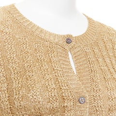 MARNI 2010 gold metallic cable knit front grey contrast back cardigan IT40 S