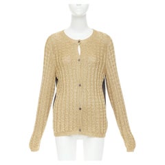 MARNI 2010 gold metallic cable knit front grey contrast back cardigan IT40 S