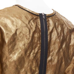 MARNI 2010 Metallic gold beschichtet schwarz paspeliert kastenförmiges Oberteil mit halben Ärmeln IT40 S