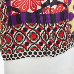 MARNI 2011 100% silk multicolor abstract polka dot print crop shirt IT36 XXS