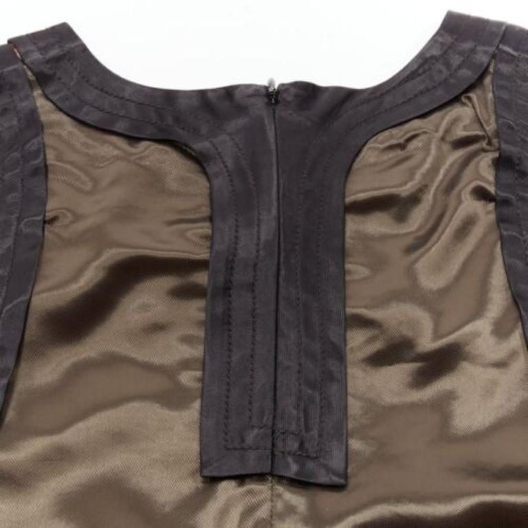 MARNI 2011 bronze brown satin colorblocked sleeveless dress IT40 S For Sale 2