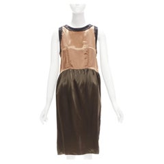 MARNI 2011 bronze brown satin colorblocked sleeveless dress IT40 S