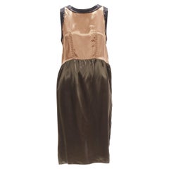 Marni 2011 abito senza maniche in raso marrone bronzo colorblocked IT40 S