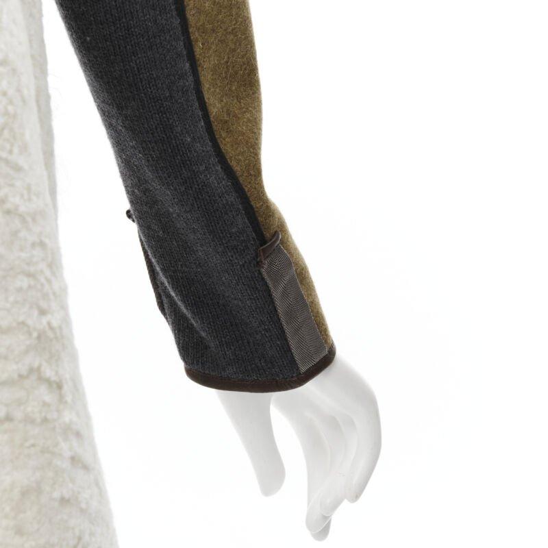 MARNI 2011 cream lamb shearling fur brown wool sleeves winter coat IT38 XS For Sale 5