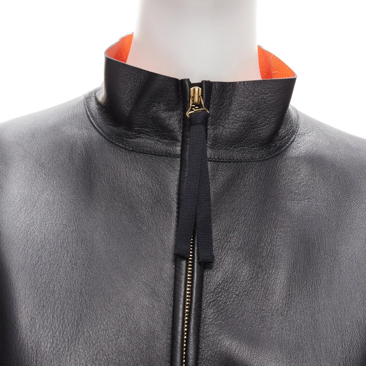 MARNI 2012 black lambskin leather orange lined longline high collar coat IT38 XS
Reference: NKLL/A00008
Brand: Marni
Material: Lambskin Leather
Color: Black, Orange
Pattern: Solid
Closure: Zip
Lining: Orange Leather
Made in:
