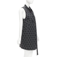 MARNI 2012 navy green black dot print long strap collar dress IT40 S