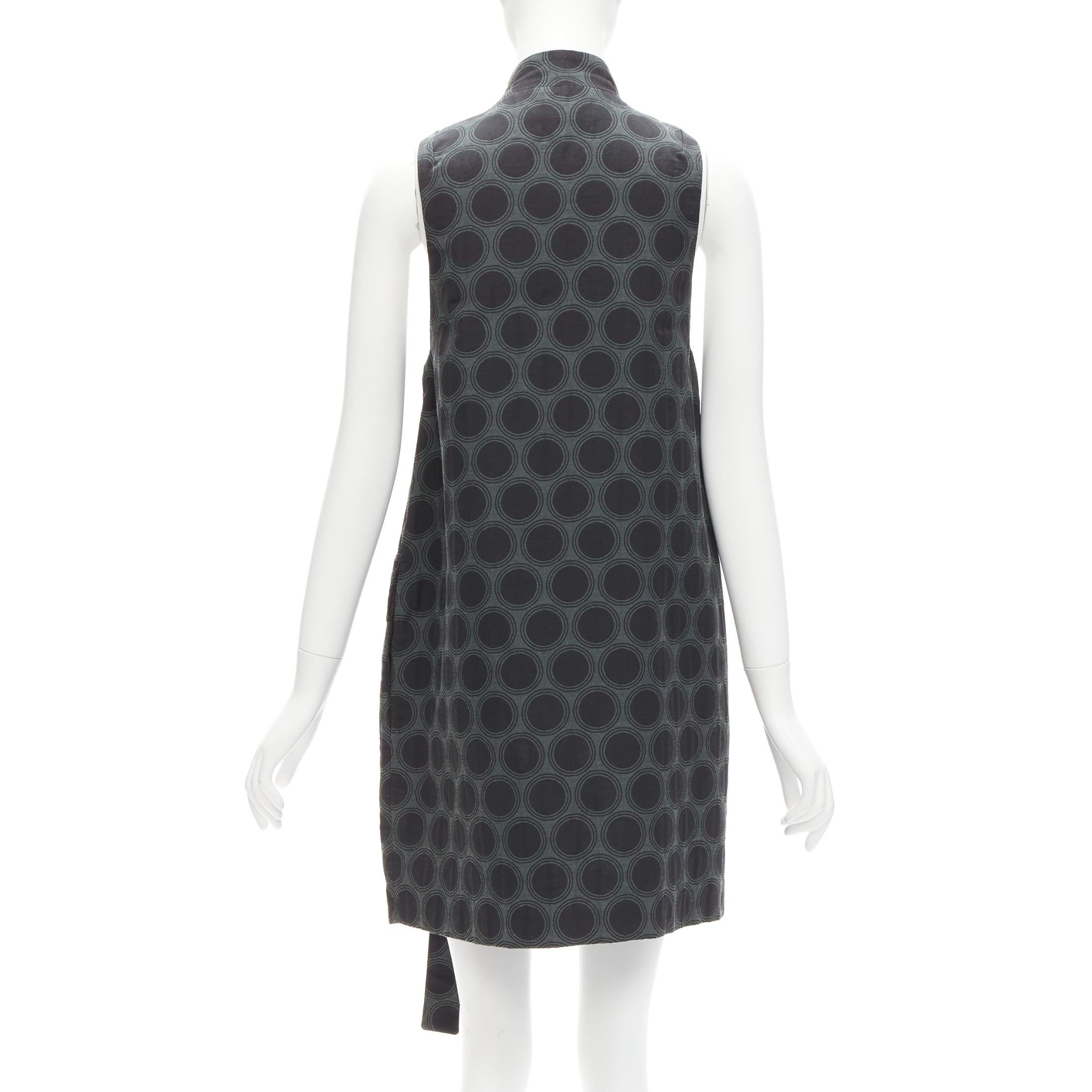 MARNI 2012 navy green black dot print long strap collar dress IT40 S In Excellent Condition For Sale In Hong Kong, NT